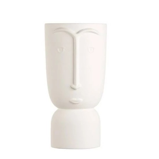 L'oca nera low ceramic vase Face mask white Ø13x25.5
